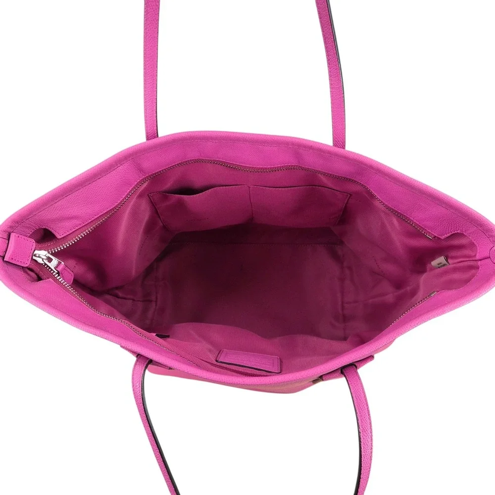 Coach Taxi Tote Pink Pebbled Leather Top Zip